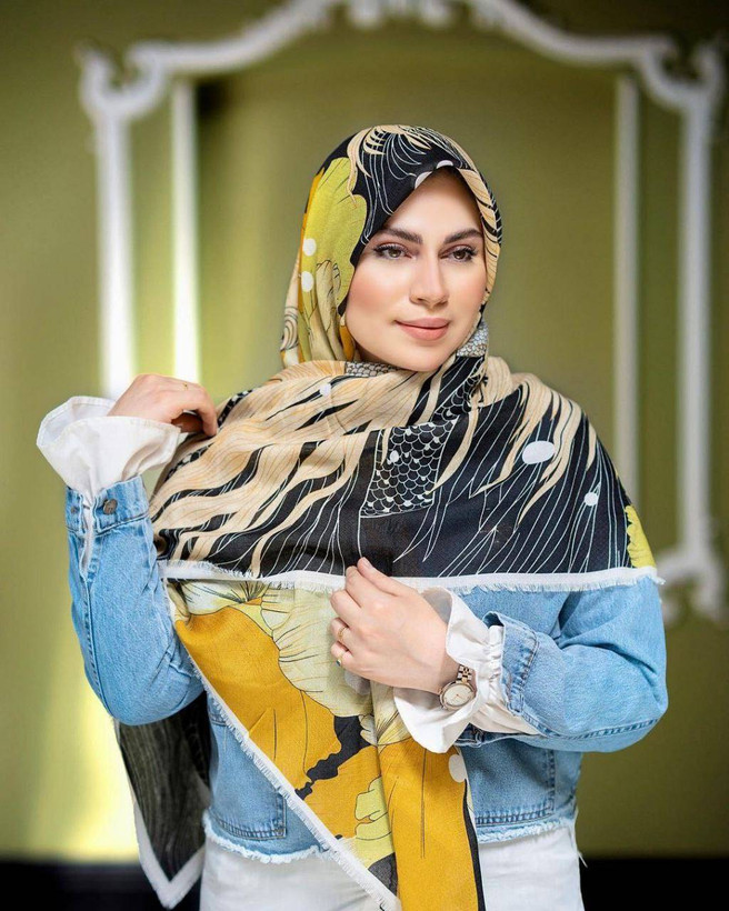 روسری نخ پنبه سیااسکارف زنانه