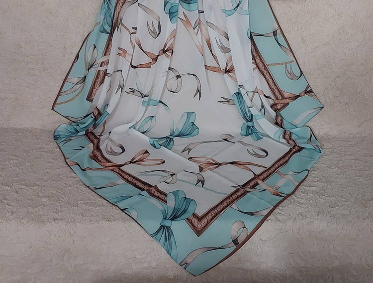 روسری حریر کرپ پاپیونی