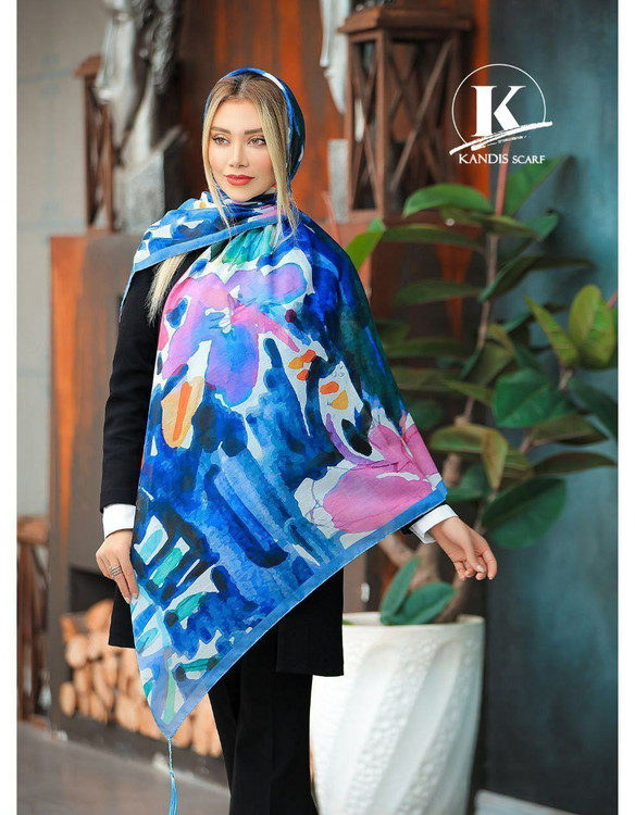 روسری زنانه نخ اسپان کندیس قواره ۱۴۰