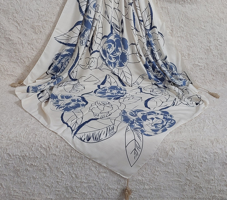 روسری زنانه نخ پنبه سیااسکارف چهارفصل قواره ۱۴۰