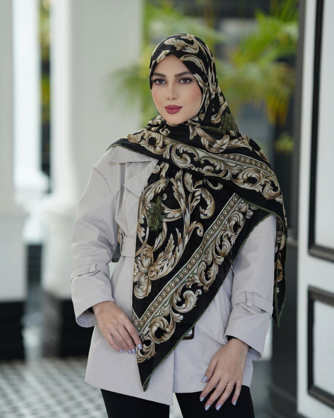 روسری زنانه نخ گارزا ژاکارد ویشا قواره ۱۴۰