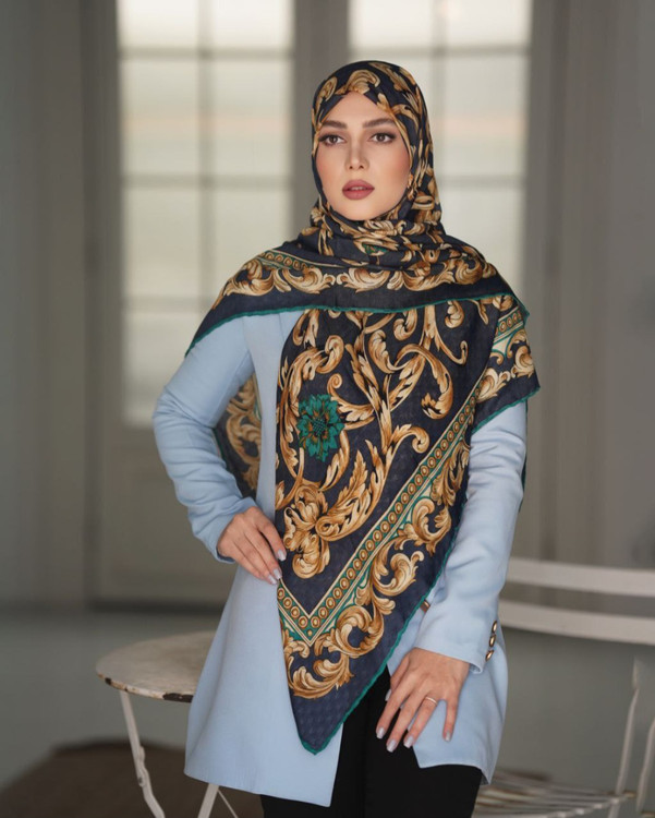 روسری زنانه نخ گارزا ژاکارد ویشا قواره ۱۴۰