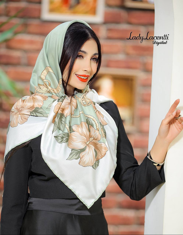 روسری ابریشم توییل سبز