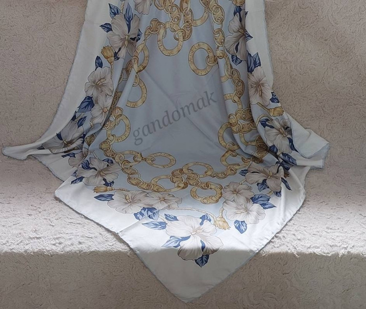 خرید روسری ابریشم توییل آبی