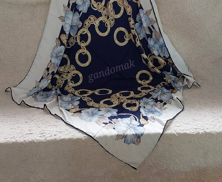 خرید روسری ابریشم توییل سرمه ای