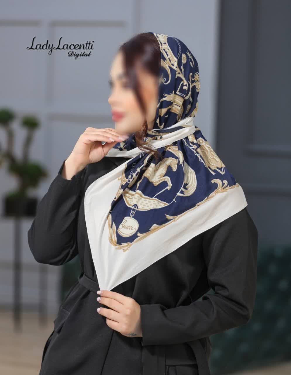 روسری زنانه نخی سیااسکارف چاپ خیس قواره ۱۰۰