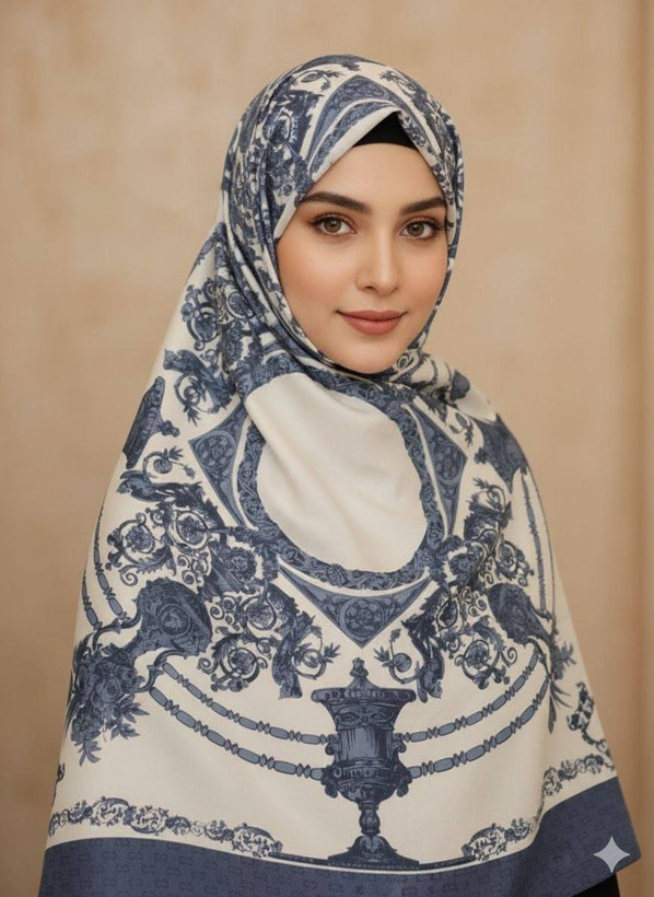 روسری نخی سیااسکارف آبی