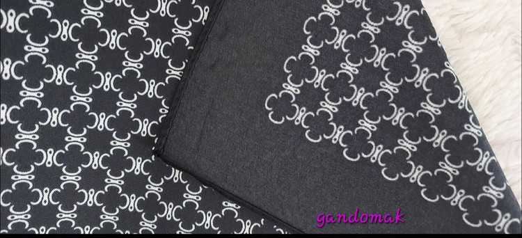 روسری ابریشم توییل سفید مشکی