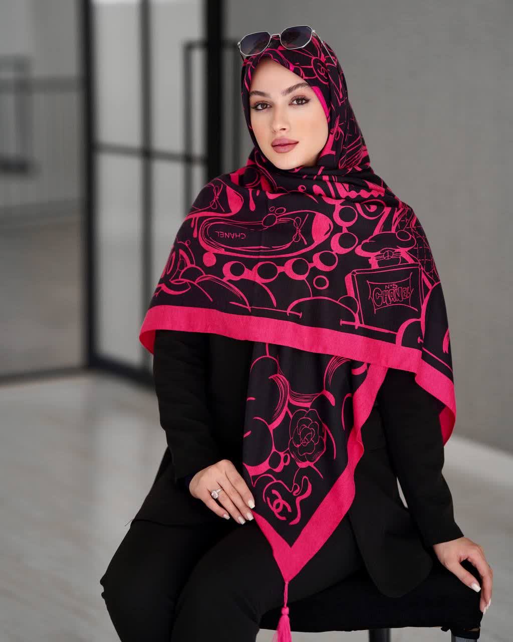 روسری نخ پنبه سیااسکارف چهارفصل قواره ۱۳۵