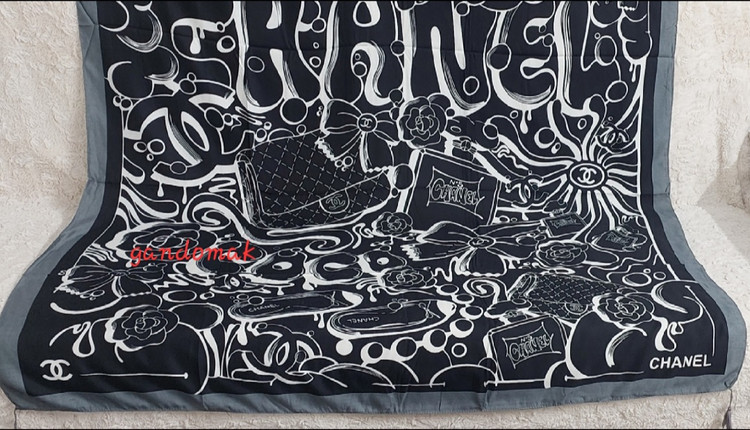 روسری نخ پنبه سیااسکارف چهارفصل قواره ۱۳۵