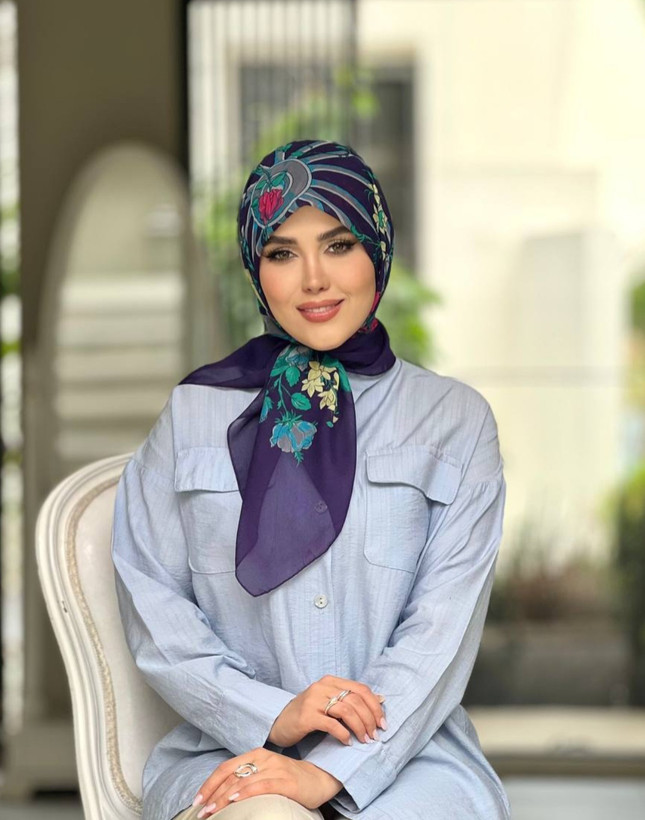 روسری زنانه حریر شیفون قواره ۹۰