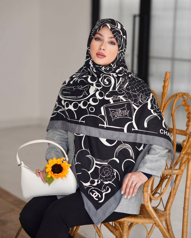روسری نخ پنبه سیااسکارف چهارفصل قواره ۱۳۵