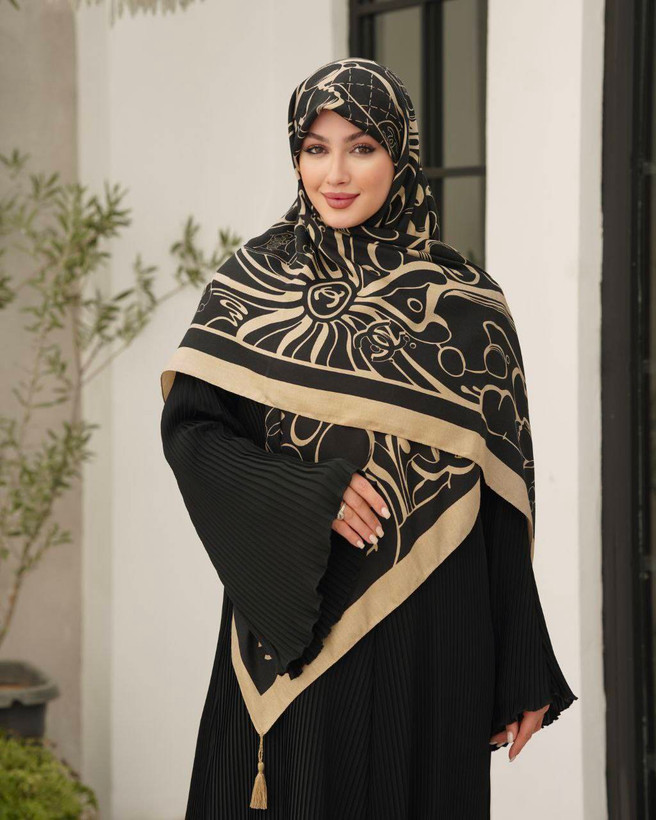 روسری نخ پنبه سیااسکارف چهارفصل قواره ۱۳۵