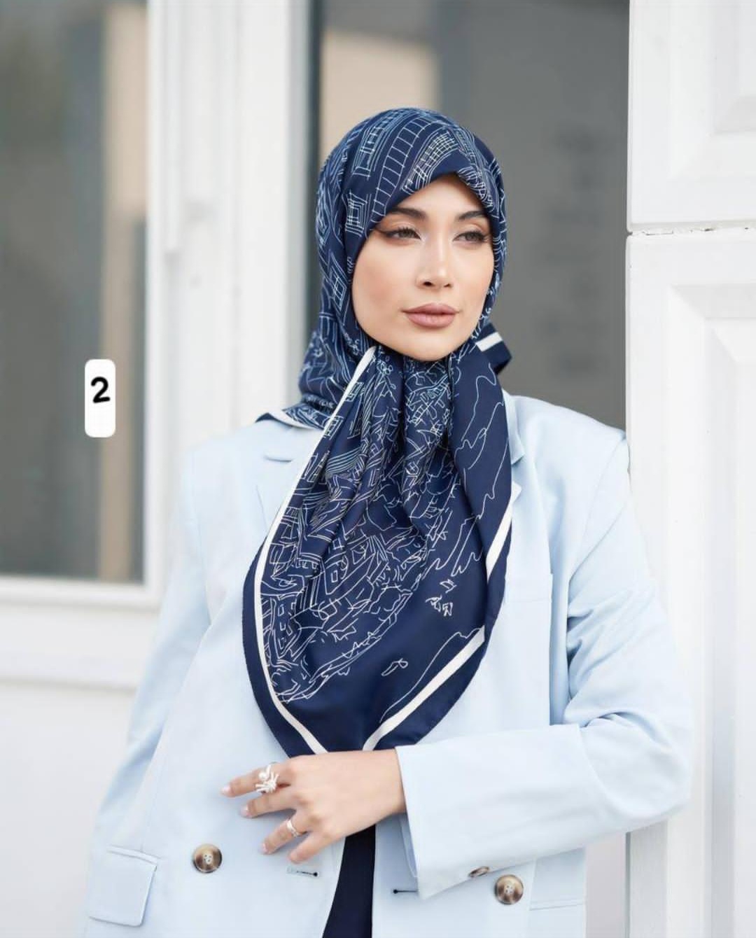 روسری ابریشم توییل زنانه سرمه ای