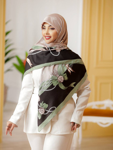 روسری نخی سیااسکارف پاپیون سبز