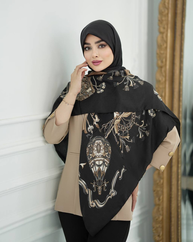 روسری نخی سیااسکارف زنانه چهارفصل قواره ۱۳۵