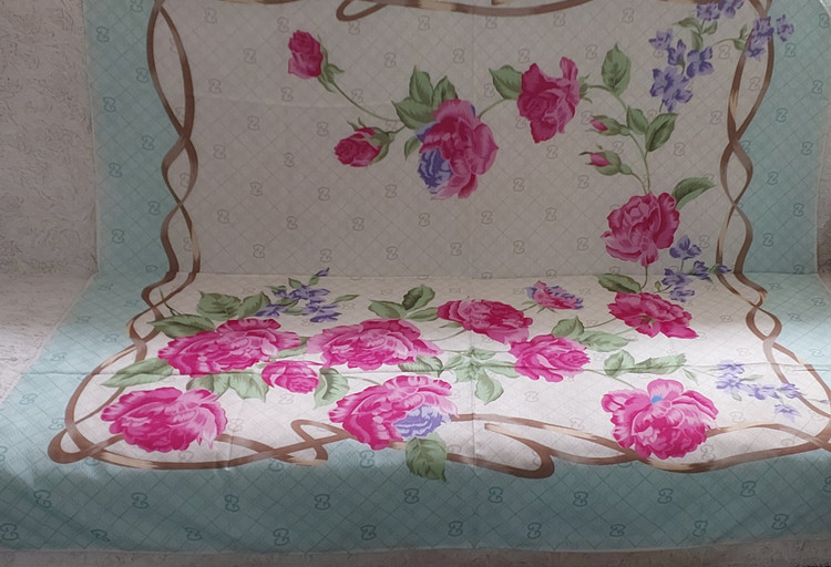 روسری نخ پنبه زنانه دور دست دوز قواره ۱۴۰